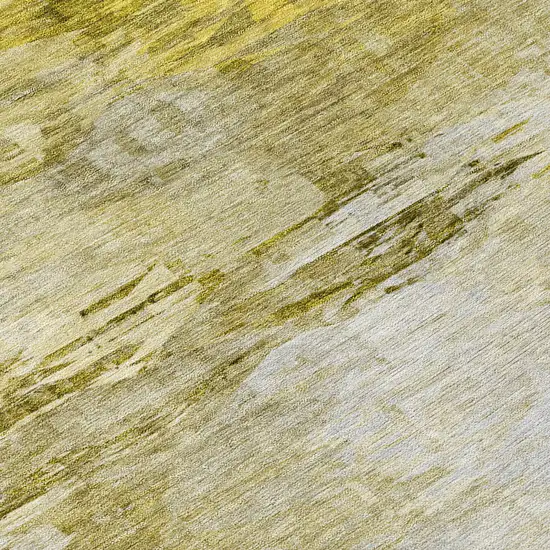 8' Gold Beige And Wheat Round Abstract Washable Indoor Outdoor Area Rug Photo 8