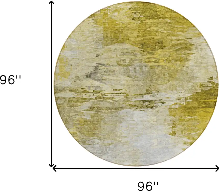 8' Gold Beige And Wheat Round Abstract Washable Indoor Outdoor Area Rug Photo 3