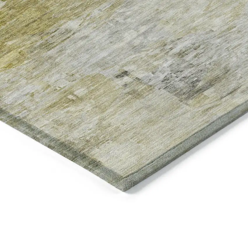 8' Gold Beige And Wheat Round Abstract Washable Indoor Outdoor Area Rug Photo 4