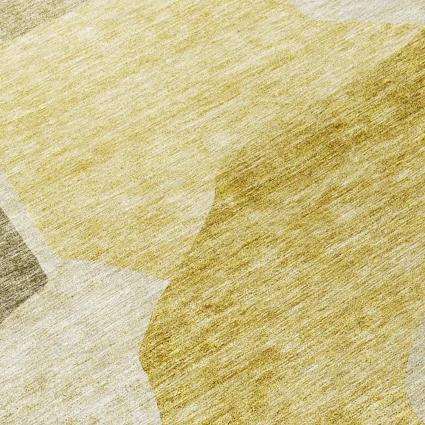 8' Gold Beige And Wheat Round Abstract Washable Indoor Outdoor Area Rug Photo 7