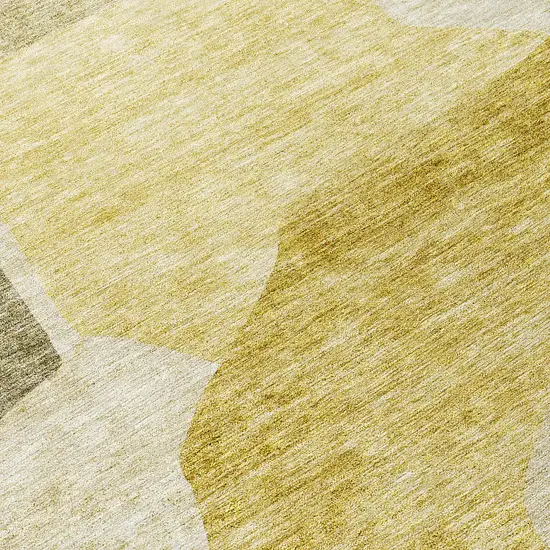 8' Gold Beige And Wheat Round Abstract Washable Indoor Outdoor Area Rug Photo 7