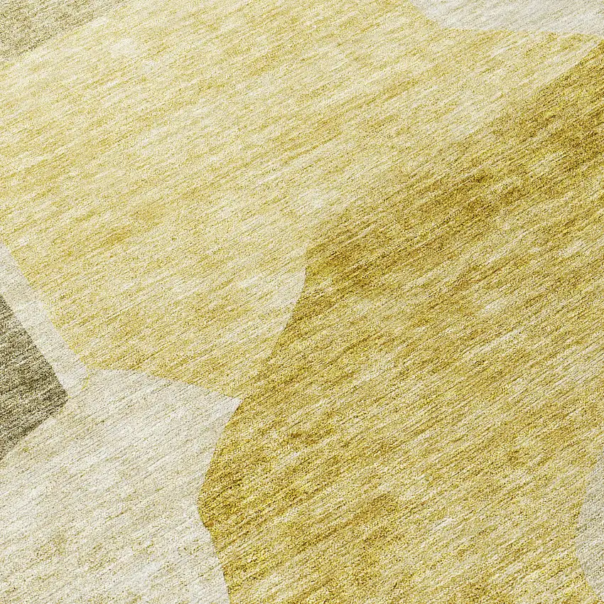 8' Gold Beige And Wheat Round Abstract Washable Indoor Outdoor Area Rug Photo 7