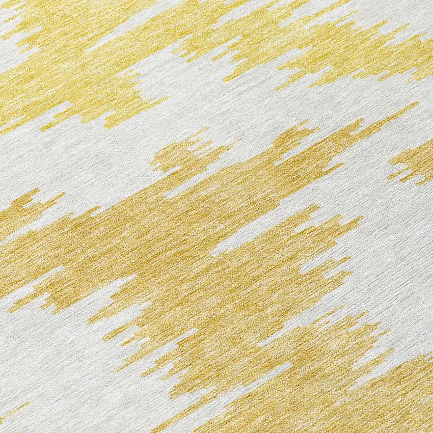 8' Gold Beige And Wheat Round Abstract Washable Indoor Outdoor Area Rug Photo 8