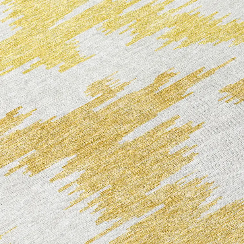 8' Gold Beige And Wheat Round Abstract Washable Indoor Outdoor Area Rug Photo 8