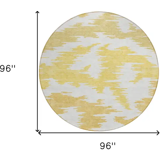 8' Gold Beige And Wheat Round Abstract Washable Indoor Outdoor Area Rug Photo 3