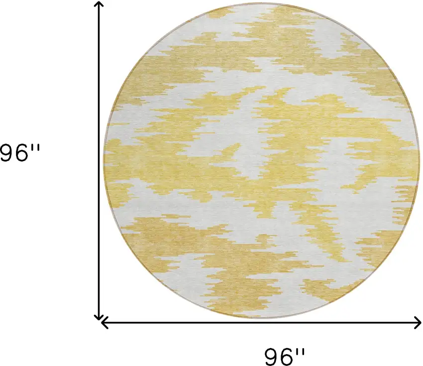 8' Gold Beige And Wheat Round Abstract Washable Indoor Outdoor Area Rug Photo 3