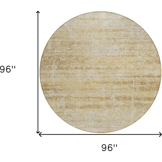 8' Gold Beige And Wheat Round Abstract Washable Indoor Outdoor Area Rug Photo 3