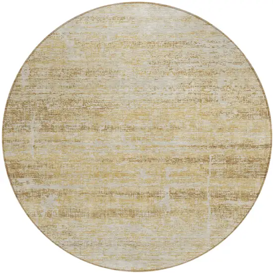 8' Gold Beige And Wheat Round Abstract Washable Indoor Outdoor Area Rug Photo 1