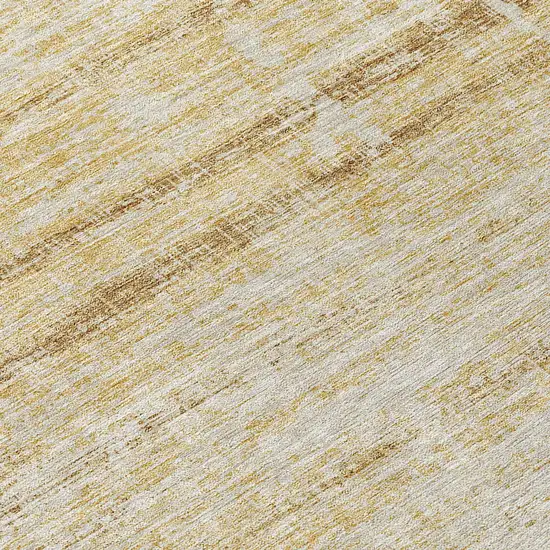 8' Gold Beige And Wheat Round Abstract Washable Indoor Outdoor Area Rug Photo 8