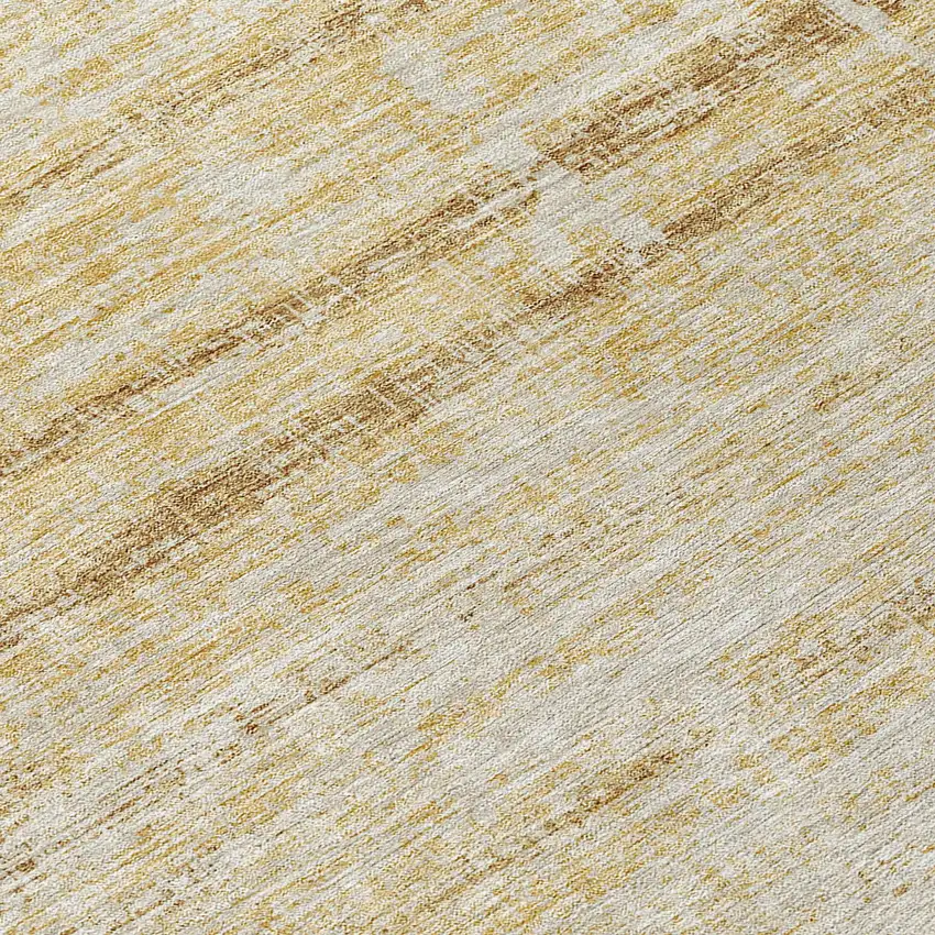 8' Gold Beige And Wheat Round Abstract Washable Indoor Outdoor Area Rug Photo 8