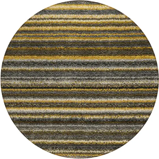 8' Gold Beige And Wheat Round Striped Washable Indoor Outdoor Area Rug Photo 2
