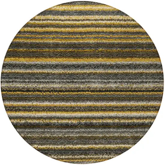 8' Gold Beige And Wheat Round Striped Washable Indoor Outdoor Area Rug Photo 5