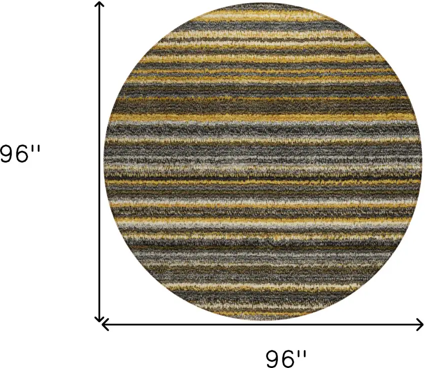 8' Gold Beige And Wheat Round Striped Washable Indoor Outdoor Area Rug Photo 3