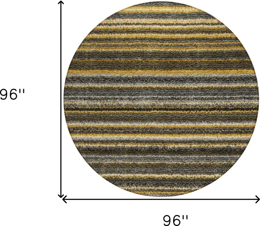 8' Gold Beige And Wheat Round Striped Washable Indoor Outdoor Area Rug Photo 3