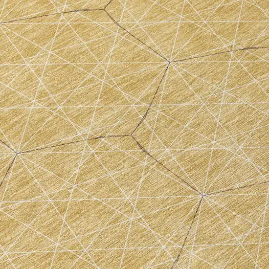 8' Gold Black And Beige Round Geometric Washable Indoor Outdoor Area Rug Photo 8