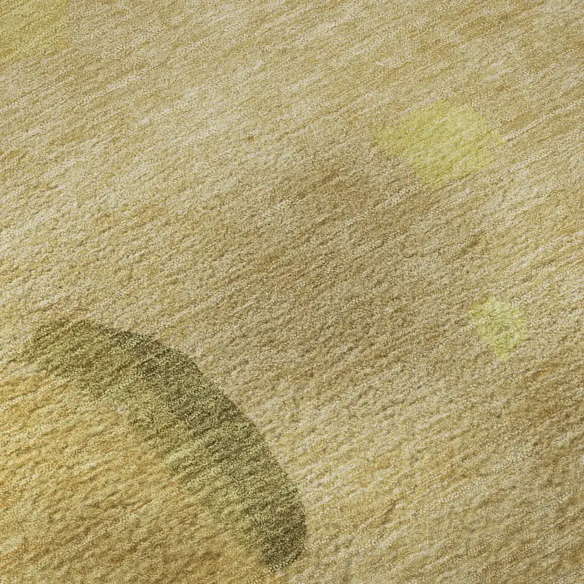 8' Gold Brown And Beige Abstract Washable Round Rug With UV Protection Photo 8