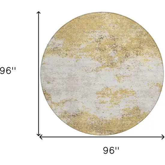 8' Gold Brown And Beige Round Abstract Washable Indoor Outdoor Area Rug Photo 4