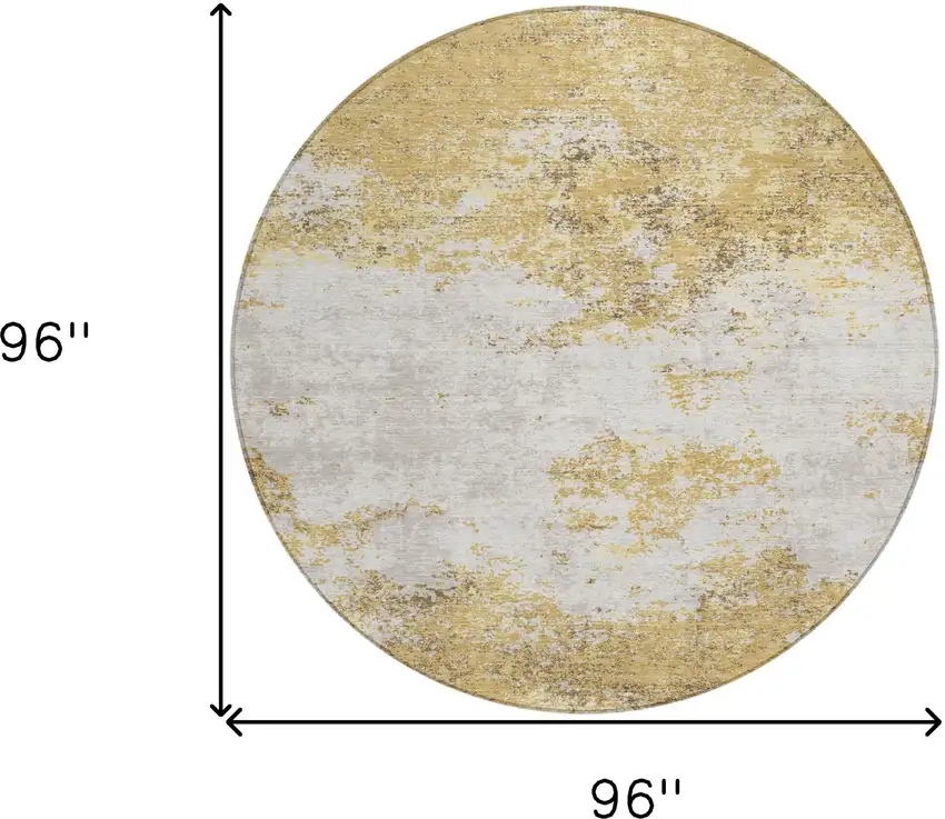 8' Gold Brown And Beige Round Abstract Washable Indoor Outdoor Area Rug Photo 4
