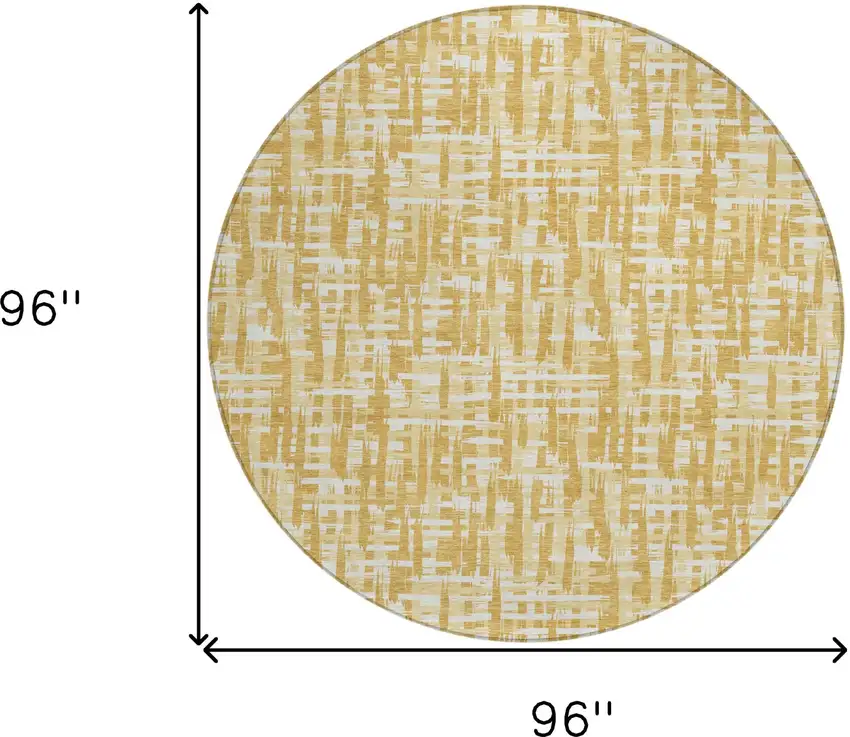 8' Gold Brown And Beige Round Abstract Washable Indoor Outdoor Area Rug Photo 9
