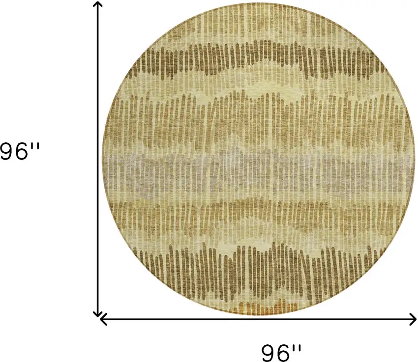 8' Gold Brown And Gray Round Striped Washable Indoor Outdoor Area Rug Photo 3