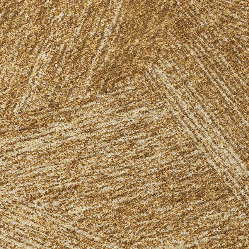 8' Gold Brown And Ivory Round Abstract Washable Indoor Outdoor Area Rug Photo 7