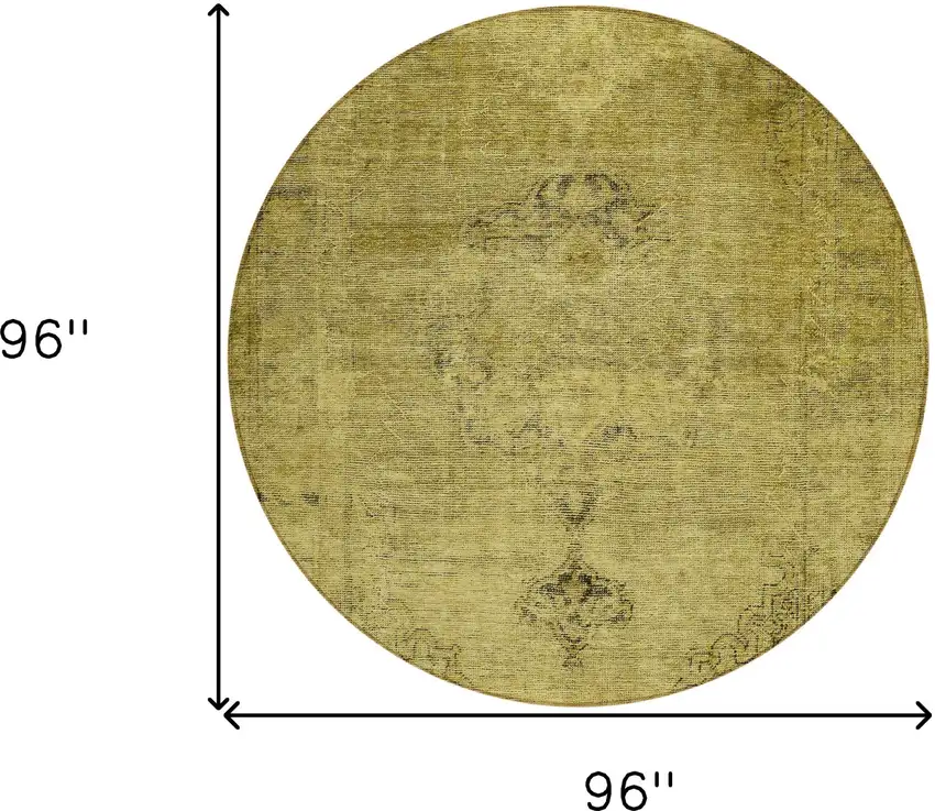 8' Gold Brown And Wheat Round Oriental Washable Indoor Outdoor Area Rug Photo 3