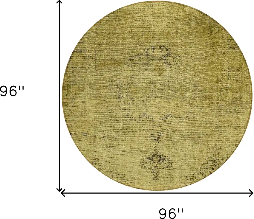 8' Gold Brown And Wheat Round Oriental Washable Indoor Outdoor Area Rug Photo 3