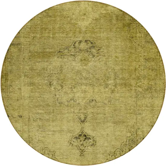 8' Gold Brown And Wheat Round Oriental Washable Indoor Outdoor Area Rug Photo 2