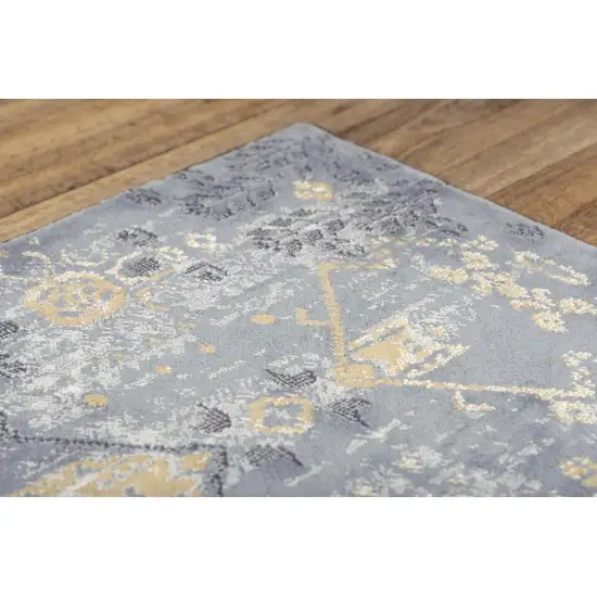 10' Gold Charcoal And Ivory Abstract Area Rug Photo 5