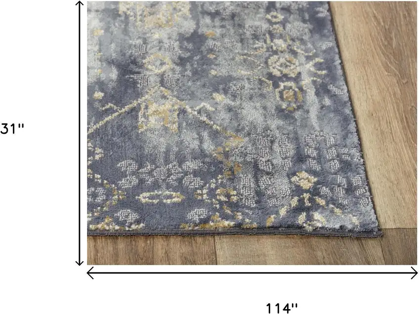 10' Gold Charcoal And Ivory Abstract Area Rug Photo 7