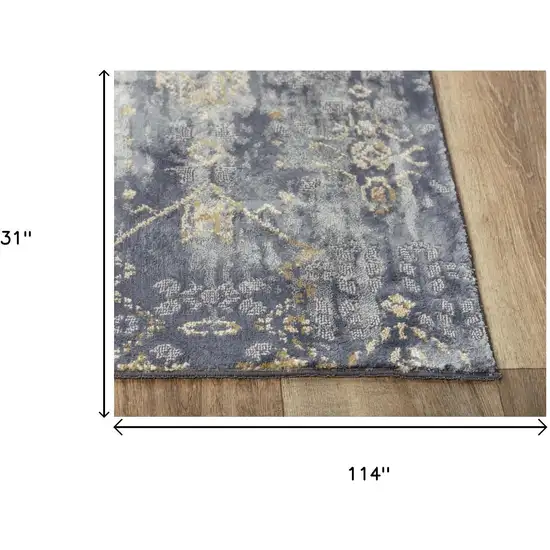 10' Gold Charcoal And Ivory Abstract Area Rug Photo 7