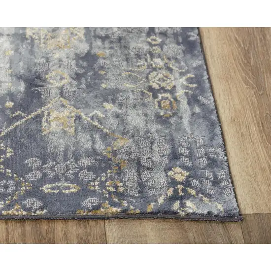 10' Gold Charcoal And Ivory Abstract Area Rug Photo 2