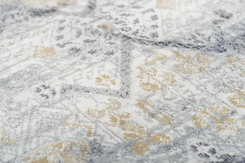 10' Gold Charcoal And Ivory Abstract Area Rug Photo 4