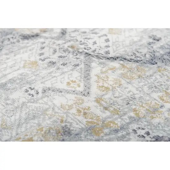 10' Gold Charcoal And Ivory Abstract Area Rug Photo 4