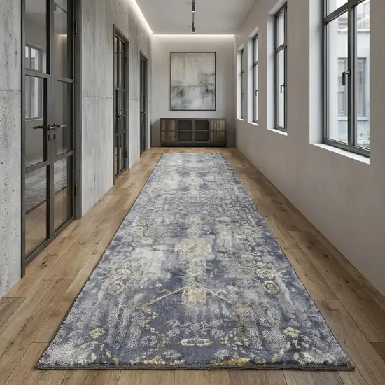 10' Gold Charcoal And Ivory Abstract Area Rug Photo 1