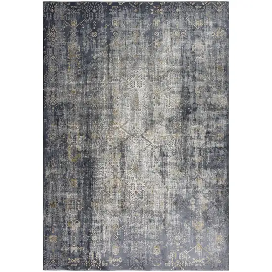 10' Gold Charcoal And Ivory Abstract Area Rug Photo 3