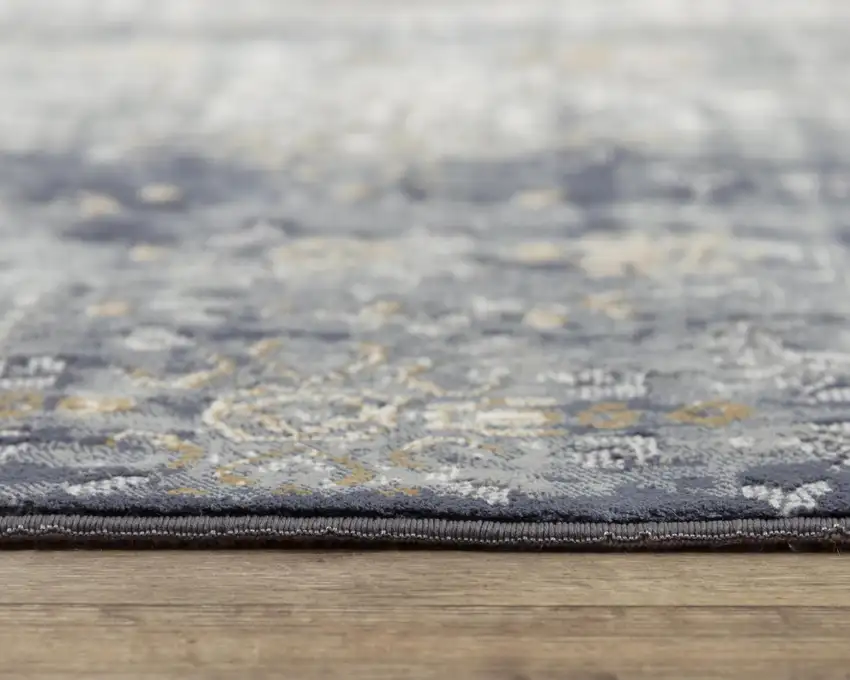 10' Gold Charcoal And Ivory Abstract Area Rug Photo 6