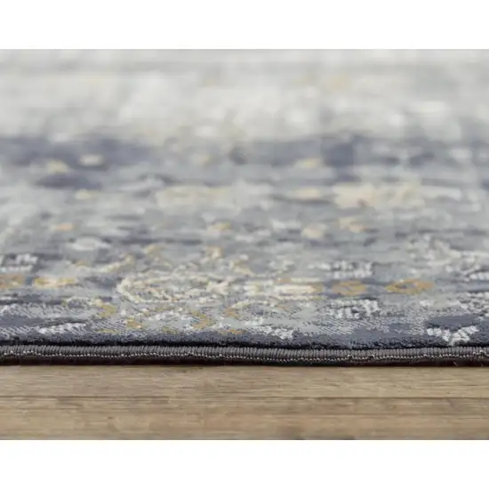 10' Gold Charcoal And Ivory Abstract Area Rug Photo 6