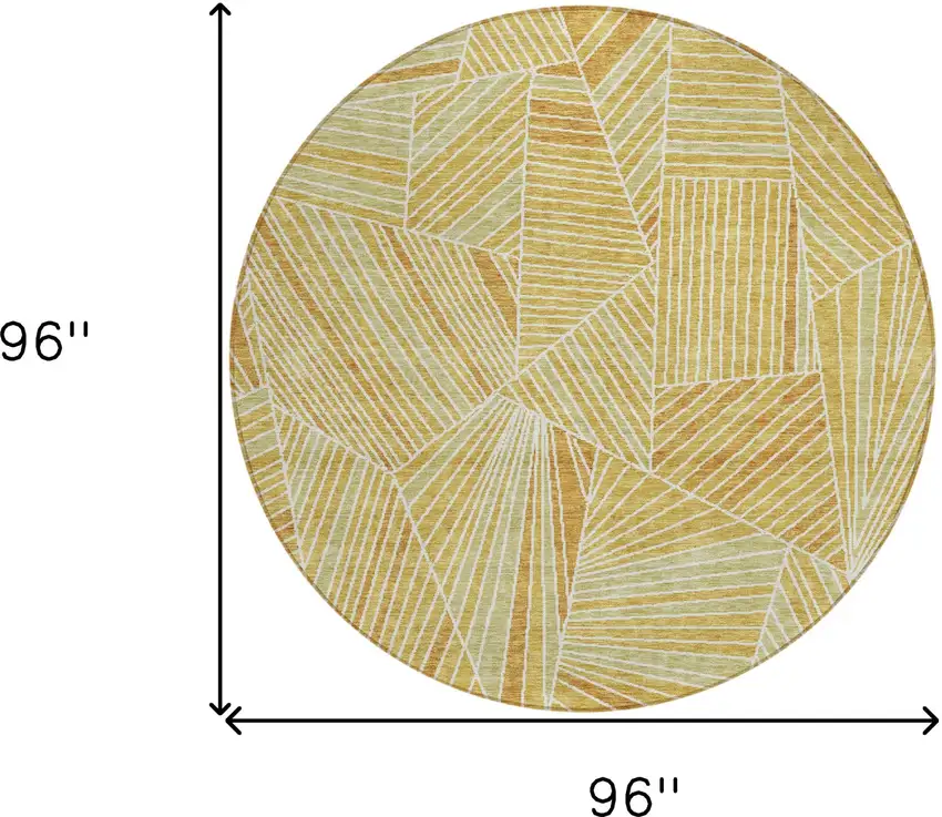 8' Gold Copper And Brown Round Geometric Washable Indoor Outdoor Area Rug Photo 3