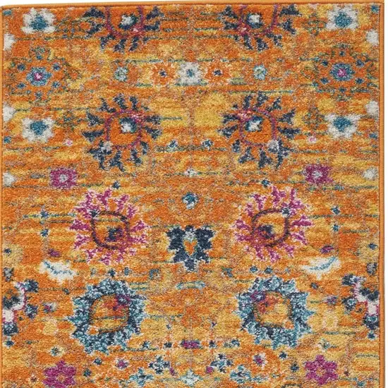 10' Gold Floral Power Loom Runner Rug Photo 1