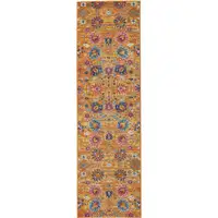 Photo of 10' Gold Floral Power Loom Runner Rug
