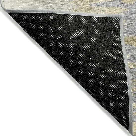 8' Gold Gray And Beige Round Abstract Washable Indoor Outdoor Area Rug Photo 3