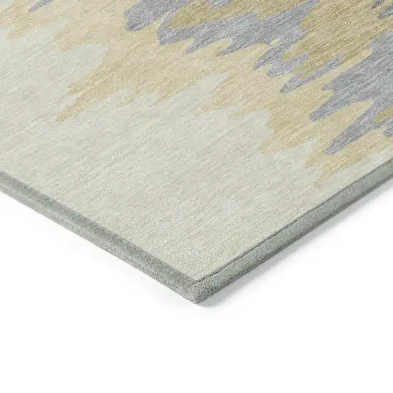 8' Gold Gray And Beige Round Abstract Washable Indoor Outdoor Area Rug Photo 4