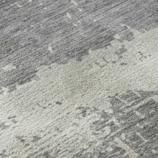 8' Gold Gray And Ivory Abstract Washable Round Rug With UV Protection Photo 8