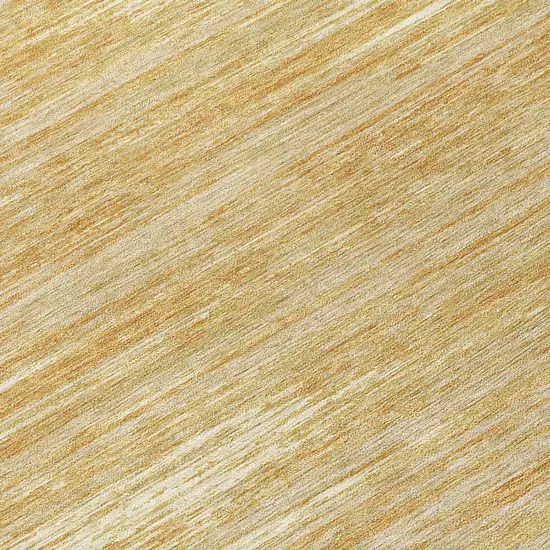 8' Gold Gray And Ivory Round Striped Washable Indoor Outdoor Area Rug Photo 8