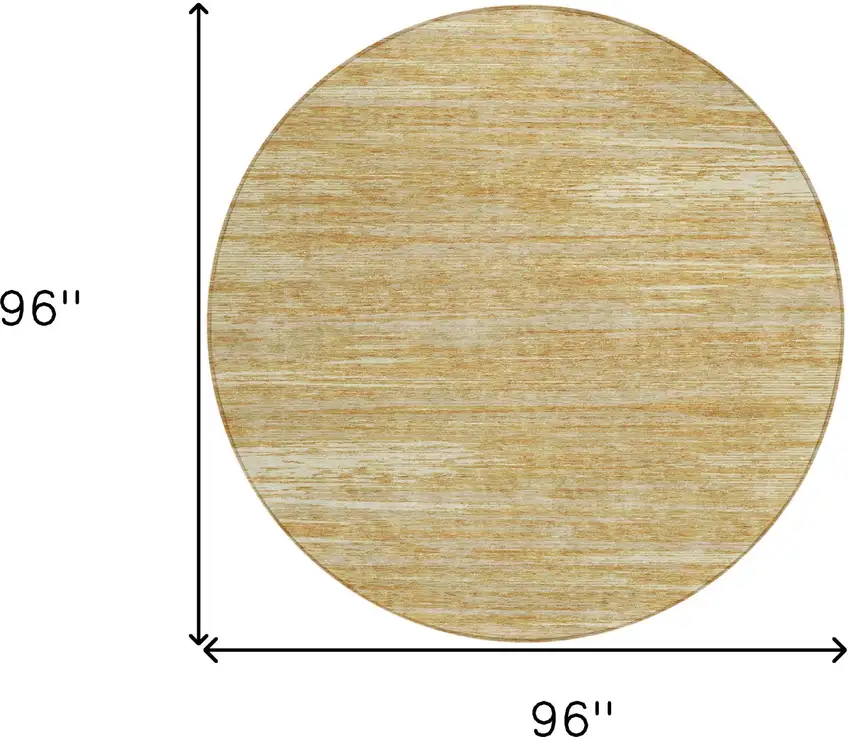 8' Gold Gray And Ivory Round Striped Washable Indoor Outdoor Area Rug Photo 3