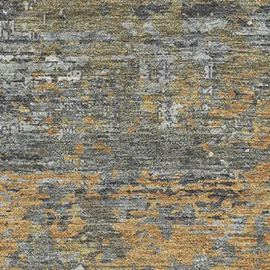 8' Gold Gray And Silver Abstract Washable Area Rug With UV Protection Photo 2