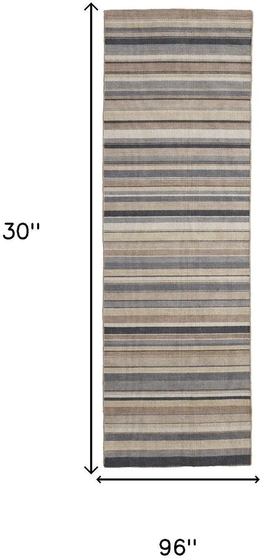 8' Gold Gray And Tan Wool Striped Hand Knotted Area Rug Photo 8