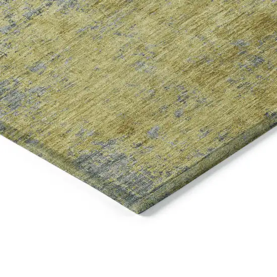 8' Gold Green And Gray Round Abstract Washable Indoor Outdoor Area Rug Photo 4