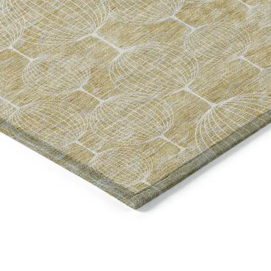 8' Gold Ivory And Beige Round Geometric Washable Indoor Outdoor Area Rug Photo 3